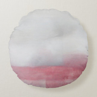 ピンクとグレーの抽象芸術ア絵画ート。アルモダンパイ ラウンドクッション