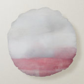 ピンクとグレーの抽象芸術ア絵画ート。アルモダンパイ ラウンドクッション (裏面)