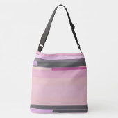 ピンクとグレーの抽象芸術ストライプ クロスボディバッグ (裏面)