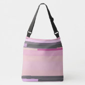 ピンクとグレーの抽象芸術ストライプ クロスボディバッグ (正面)
