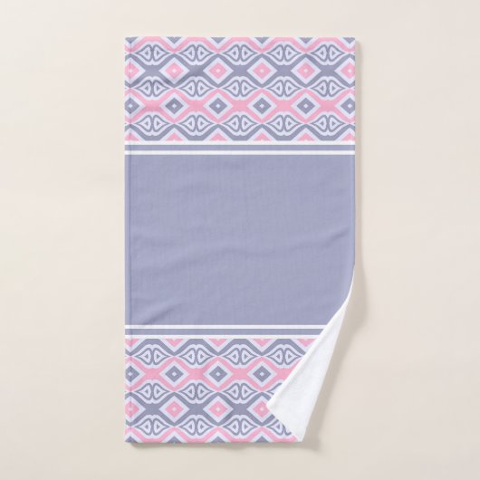 ピンクとグレーの抽象芸術幾何学的ダイヤモンドパターン バスタオルセット (ハンドタオル)