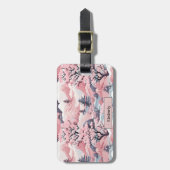 ピンクとグレーの日本のランドスケープ荷物タグ ラゲッジタグ (正面縦)
