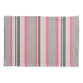 ピンクとグレーの枕ストライプの箱の色合い 枕カバー (裏面-左)