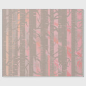 ピンクとグレーの樺の木ツリーフォレスト ラッピングペーパー (フラット)
