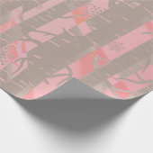 ピンクとグレーの樺の木ツリーフォレスト ラッピングペーパー (角)