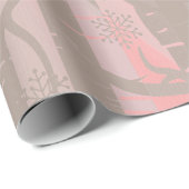 ピンクとグレーの樺の木ツリーフォレスト ラッピングペーパー (ロールコーナー)