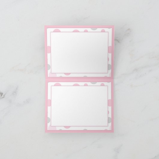 ピンクとグレーの水玉模様の感謝ベイビーシャワー サンキューカード (内部)