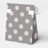 ピンクとグレーの水玉模様の誕生日パーティー フェイバーボックス (裏面サイド)