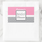 ピンクとグレーの水玉模様テーマブライダルシャワーB01 長方形シール (バッグ)