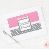 ピンクとグレーの水玉模様テーマブライダルシャワーB01 長方形シール (封筒)