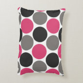 ピンクとグレーの水玉模様 アクセントクッション (裏面(縦))