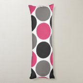 ピンクとグレーの水玉模様 ボディピロー (裏面 (縦))