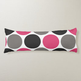 ピンクとグレーの水玉模様 ボディピロー