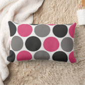 ピンクとグレーの水玉模様 ランバークッション (ブランケット)