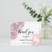 ピンクとグレーの水色の多肉質サンキューカード サンキューカード (スタンド正面)