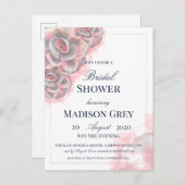ピンクとグレーの水色の多肉類ブライダルシャワー インビテーションポストカード (正面/裏面)