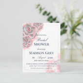 ピンクとグレーの水色の多肉類ブライダルシャワー インビテーションポストカード (スタンド正面)