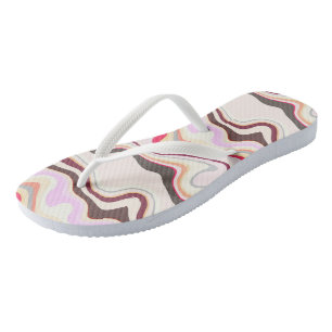 ピンクとグレーの波状のストライプ ビーチサンダル
