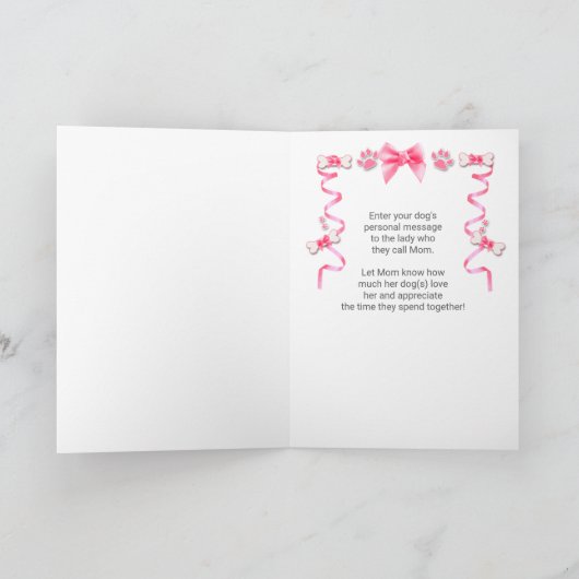 ピンクとグレーの犬からの母の日 カード (内部)