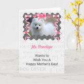 ピンクとグレーの犬からの母の日 カード (黄色い花)