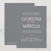 ピンクとグレーの現代的なタイポグラフィー結婚式招待状 招待状 (正面/裏面)