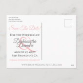 ピンクとグレーの結婚式の日付はがきを保存 シーズンポストカード (裏面)