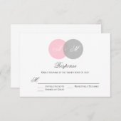 ピンクとグレーの絡み合ったサークル結婚式RSVPカード 出欠カード (正面/裏面)