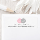 ピンクとグレーの絡み合ったモノグラム住所 シール (インサイチュ)