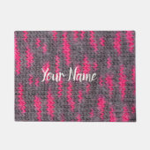 ピンクとグレーの色でウールを編む ドアマット (正面)