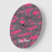 ピンクとグレーの色でウールを編む ラージ壁時計 (傾斜)