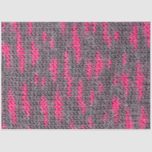 ピンクとグレーの色でウールを編む 薄葉紙 (正面)