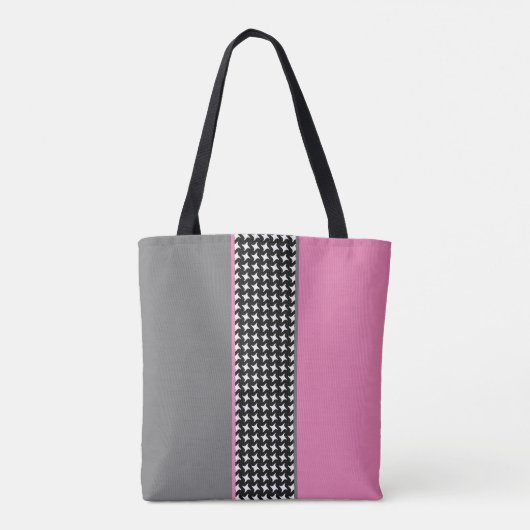 ピンクとグレーの色ブロック トートバッグ (裏面)