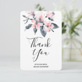 ピンクとグレーの花の上品な水彩ありがとう サンキューカード (スタンド正面)