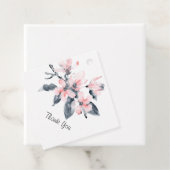 ピンクとグレーの花の上品な水彩ありがとう フェイバータグ (インサイチュ)