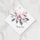 ピンクとグレーの花の上品な水彩ありがとう フェイバータグ (正面)