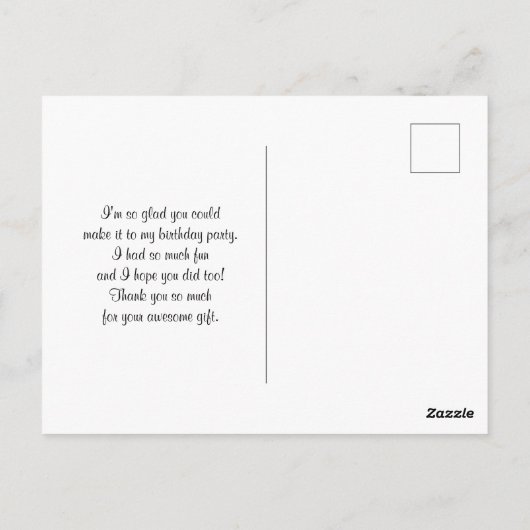 ピンクとグレーの花の上品な水彩ありがとう ポストカード (裏面)