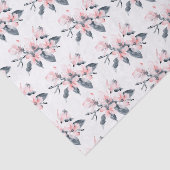 ピンクとグレーの花の上品な水彩パターン 薄葉紙 (詳細)