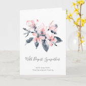 ピンクとグレーの花の上品な水彩悔やみや弔慰 カード (黄色い花)