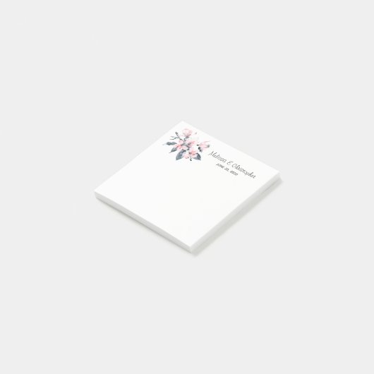 ピンクとグレーの花の上品な水結婚色 ポストイット (アングル)