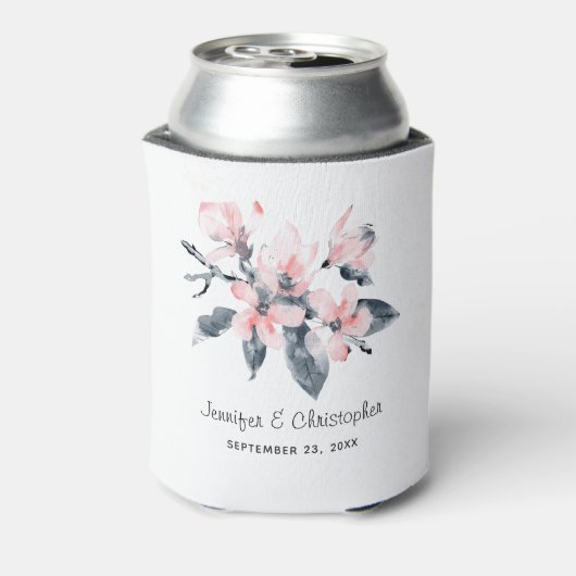 ピンクとグレーの花の上品な水結婚色 缶クーラー (缶裏面)