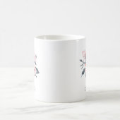 ピンクとグレーの花の上品な水色 コーヒーマグカップ (中央)