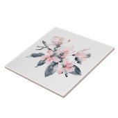 ピンクとグレーの花の上品な水色 タイル (側面)