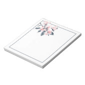 ピンクとグレーの花の上品な水色 ノートパッド (回転)