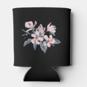 ピンクとグレーの花の上品な水色 缶クーラー (裏面)