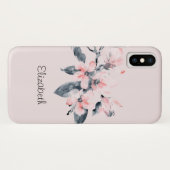 ピンクとグレーの花の上品な水色 Case-Mate iPhoneケース (裏面(横))