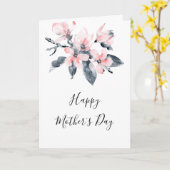ピンクとグレーの花上品な水彩母の日 カード (黄色い花)