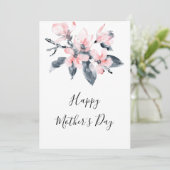 ピンクとグレーの花上品な水彩母の日 シーズンカード (スタンド正面)