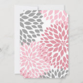 ピンクとグレーの花柄の看護師ピン式の招待状 招待状 (裏面)