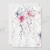 ピンクとグレーの花模様にハトのデザインが施されたクリスチャン聖書の結婚式 招待状 (裏面)