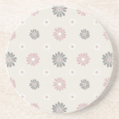 ピンクとグレーの花 コースター (正面)